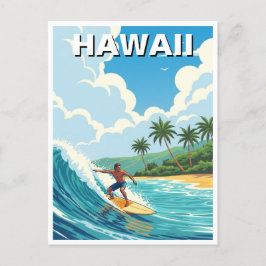 Surfen in Hawaii Postkarte