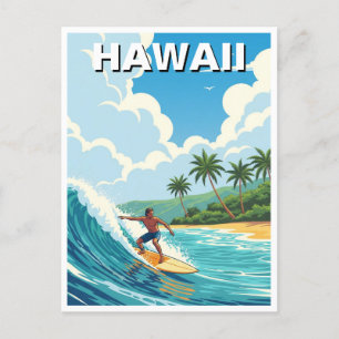 Surfen in Hawaii Postkarte
