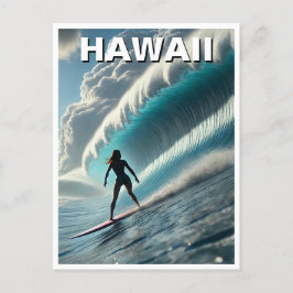 Surfen in Hawaii Surfer Girl Wave Postkarte