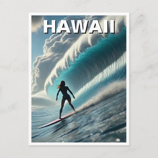 Surfen in Hawaii Surfer Girl Wave Postkarte (Vorderseite)