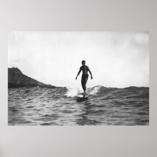 Surfen in Honolulu Hawaii Langboard Surfer Poster (Vorne)