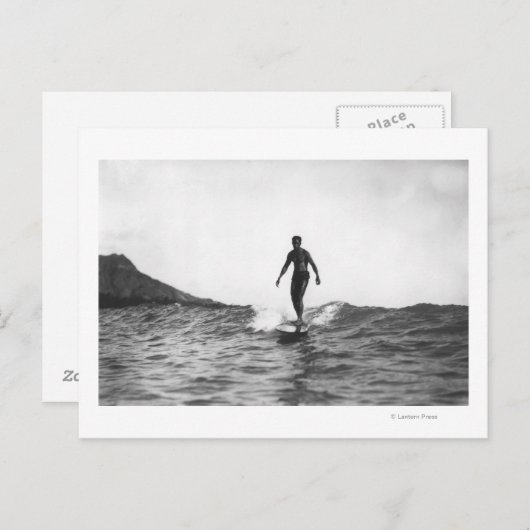 Surfen in Honolulu Hawaii Langboard Surfer Postkarte (Vorne/Hinten)