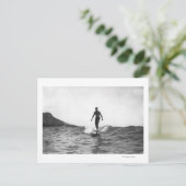 Surfen in Honolulu Hawaii Langboard Surfer Postkarte (Stehend Vorderseite)