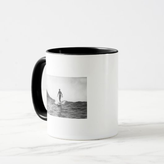 Surfen in Honolulu Hawaii Langboard Surfer Tasse (Vorderseite Links)