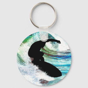 Surfen in kräuselnwelle schlüsselanhänger