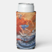 Surfen in Orange und Blue Abstrakt Selters Dosenkühler (Seltzer Vorderseite)