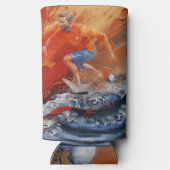 Surfen in Orange und Blue Abstrakt Selters Dosenkühler (Rückseite)