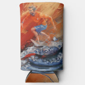 Surfen in Orange und Blue Abstrakt Selters Dosenkühler (Vorderseite)