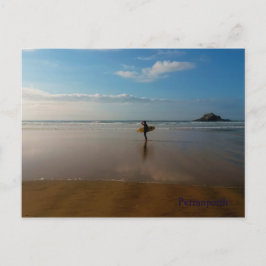 Surfen in Perranporth Beach Cornwall England Postkarte