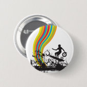 Surfen in Regenbögen Button (Vorne & Hinten)