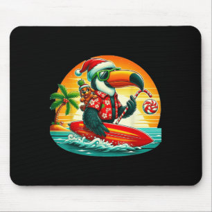 Surfen in Santa Toucan und lustiger Hund Tropical  Mousepad