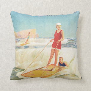 Surfen in Südafrika Vintage Reiseposter Kissen