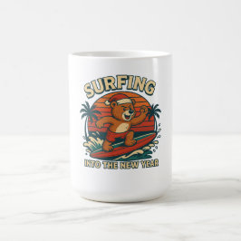 Surfen ins neue Jahr - Retro 80er Vintage Bär Kaffeetasse