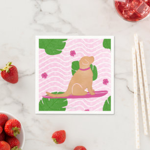 Surfen Insel Gelber Hund Papier Napkin Serviette