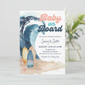 Surfen ist auf | Baby an Bord Beach Baby Dusche Einladung (Stehend Vorderseite)