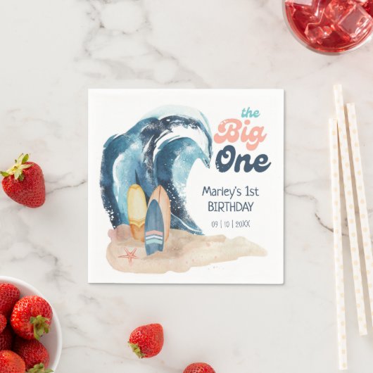 Surfen ist auf | Der große 1. Strand zum Geburtsta Serviette (Beispiel)