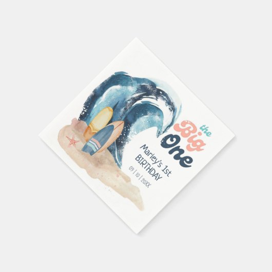 Surfen ist auf | Der große 1. Strand zum Geburtsta Serviette (Ecke)
