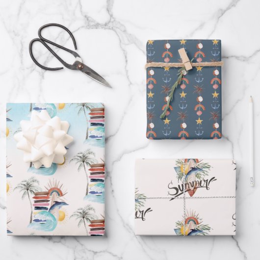 Surfen ist auf | Retro Summer Beach Geschenkpapier Set (Vorderseite)