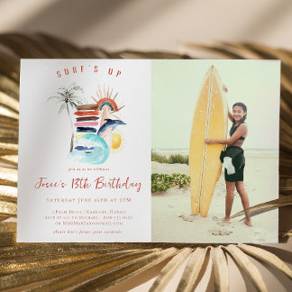 Surfen ist auf | Retro Summer Surf Geburtstag Einladung