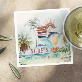 Surfen ist auf | Retro Summer Surfday Serviette