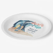 Surfen ist auf | Tropical Beach Surfing Kindergebu Pappteller (Schrägansicht)