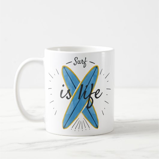 Surfen ist das Leben überquerte Surfbretter Ocean Kaffeetasse (Links)