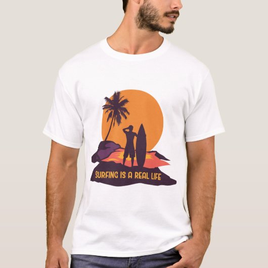 Surfen ist ein echtes Leben T-Shirt (Vorderseite)