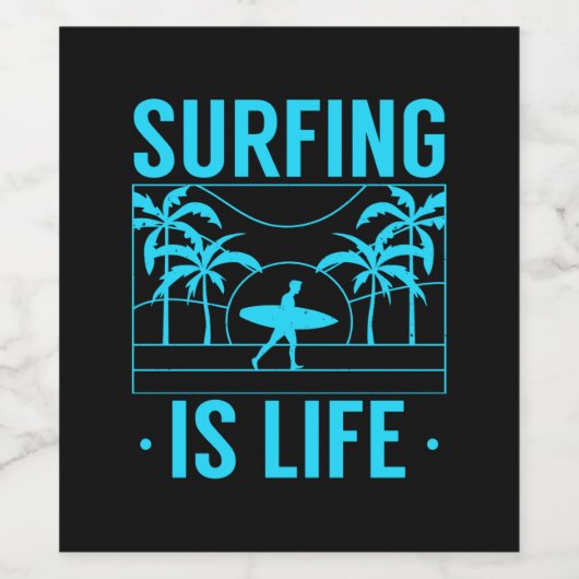 Surfen ist Leben Weinetikett (Einzelnes Label)