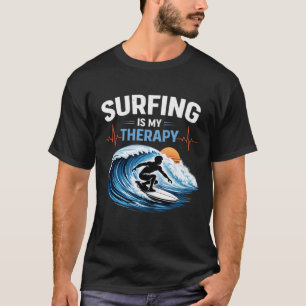 Surfen ist meine Therapie Ozean Surfer Herzschlag T-Shirt