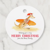 Surfen Känguru niedliche Aquarellwein Weihnachten Geschenkanhänger (Vorderseite)