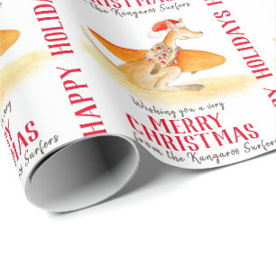 Surfen Känguru niedliche Wasserfarbe Weihnachten Geschenkpapier