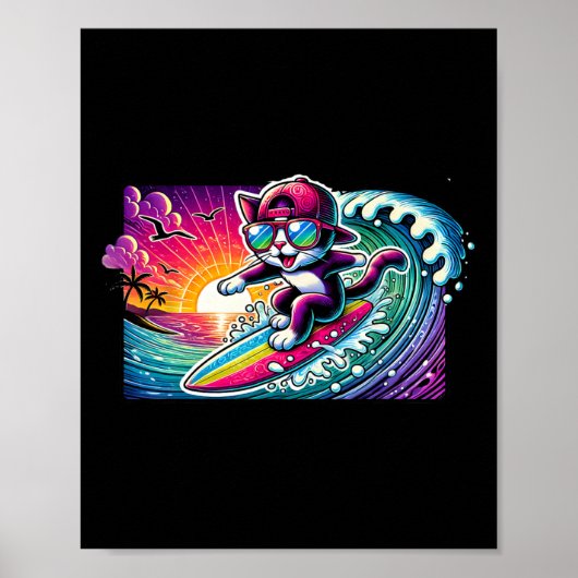 Surfen Katze Surfbrett Spaß Longboard-Geschenk für Poster (Vorne)