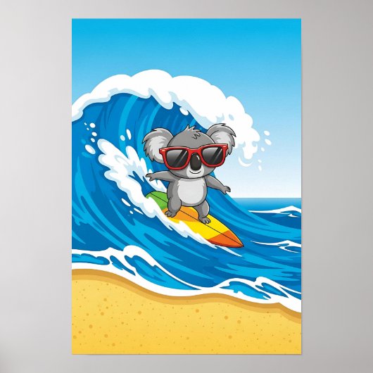 Surfen Koala Kinderzimmer Art - Beach Animal Poster (Vorne)