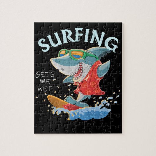 Surfen lässt mich nass Hai Geschenke Puzzle (Vertikal)
