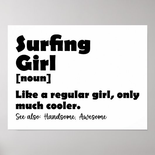 Surfen Mädchen Funny Definition Surfer Frauen Mädc Poster (Vorne)