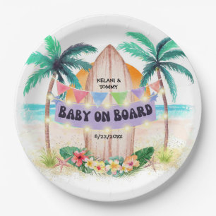 Surfen & Meer   Baby an Bord Beach Baby Dusche Pappteller
