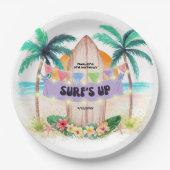 Surfen & Meer | Surf's Up Tropical Beach Geburtsta Pappteller (Vorderseite)