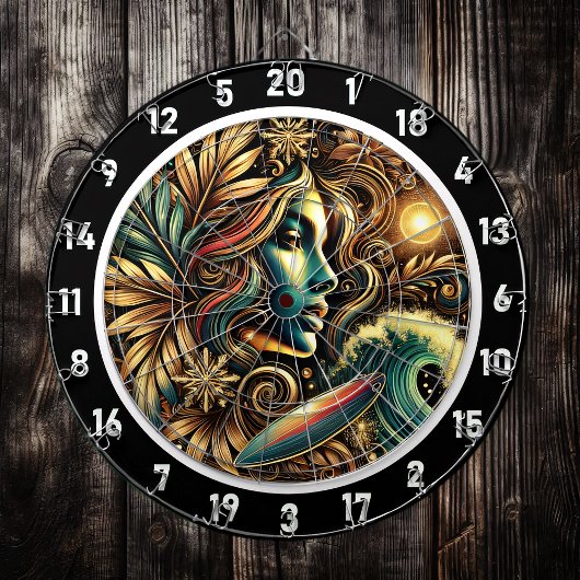 Surfen mit Golden Glow Sunset Art Dartscheibe