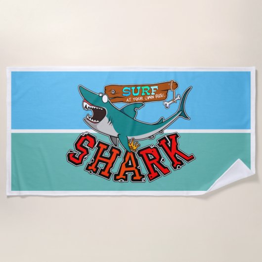 Surfen mit Hai Strandtuch (Vorderseite)