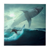 Surfen mit Haien Fliese (Vorderseite)