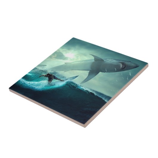 Surfen mit Haien Fliese (Seite)