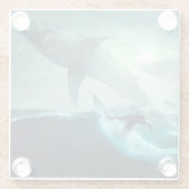 Surfen mit Haien Glasuntersetzer (Rückseite)
