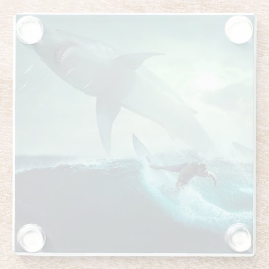 Surfen mit Haien Glasuntersetzer (Rückseite)