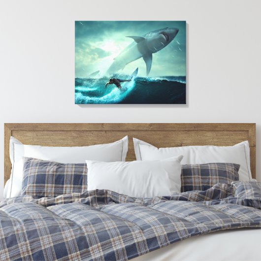 Surfen mit Haien Leinwanddruck (Insitu (Schlafzimmer))