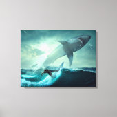 Surfen mit Haien Leinwanddruck (Vorderseite)