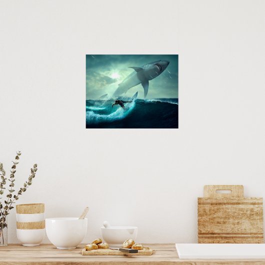 Surfen mit Haien Poster (Küche)