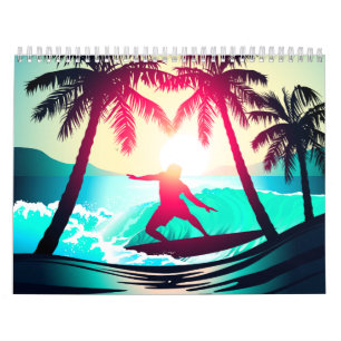 Surfen mit Palmen Kalender