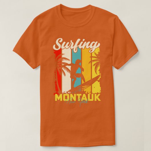 Surfen Montauk New York T-Shirt (Design vorne)