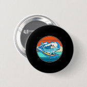 Surfen Mosasaurus Dino Retro Aquatischer Dinosauri Button (Vorne & Hinten)