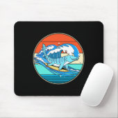 Surfen Mosasaurus Dino Retro Aquatischer Dinosauri Mousepad (Mit Mouse)